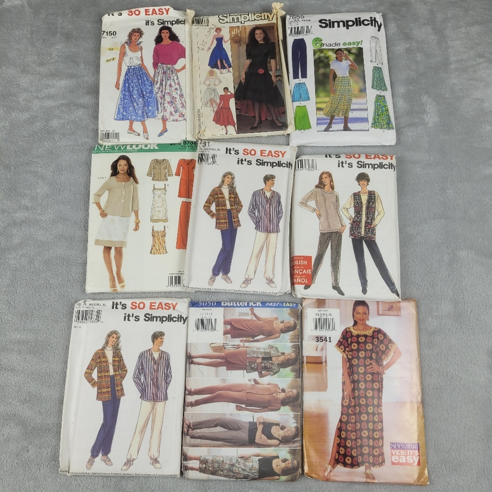 Vintage Sewing Pattern Lot Butterick Simplicity New Look - 9 Patterns